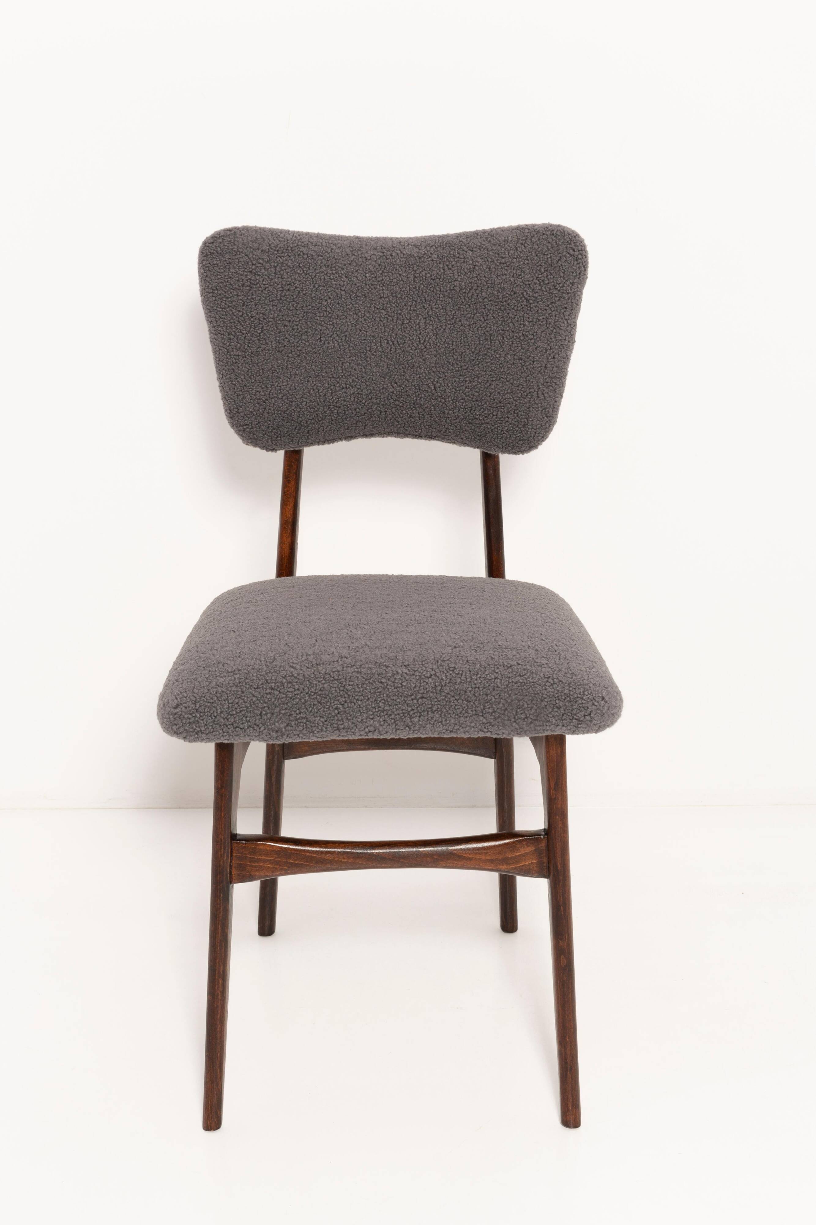 Chaise bouclée gris foncé du 20ème siècle, 1960