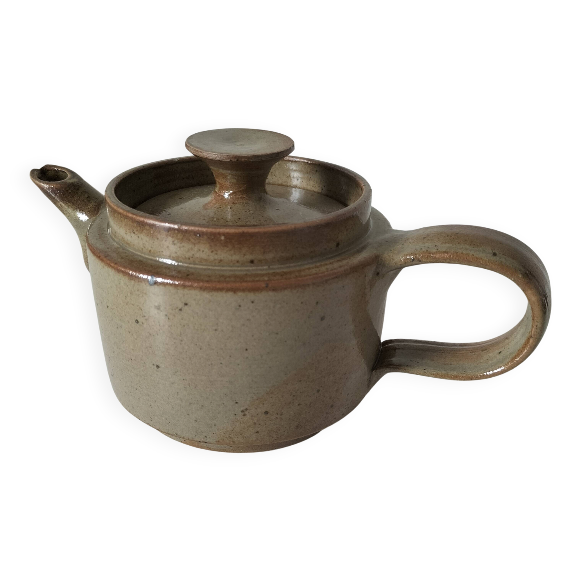 Théière artisanale en grès, style japonisant, esprit Puisaye, 1960-1970