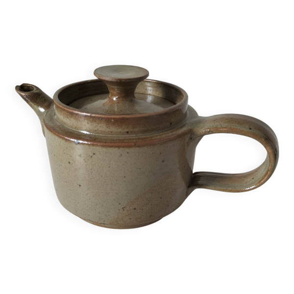 Théière artisanale en grès, style japonisant, esprit Puisaye, 1960-1970