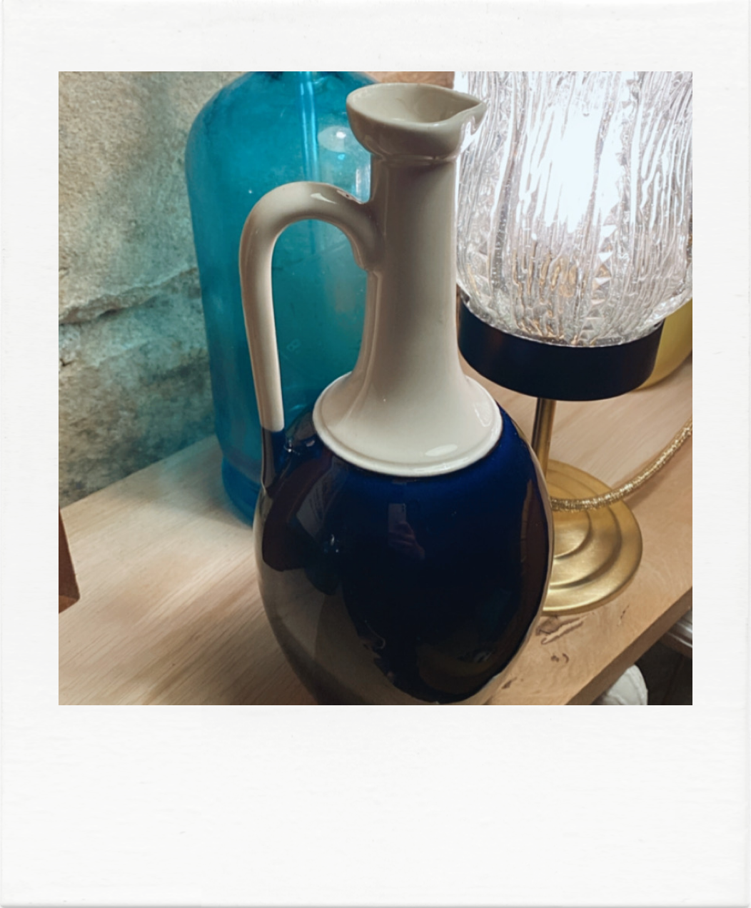 Decanter in blue and white ceramic