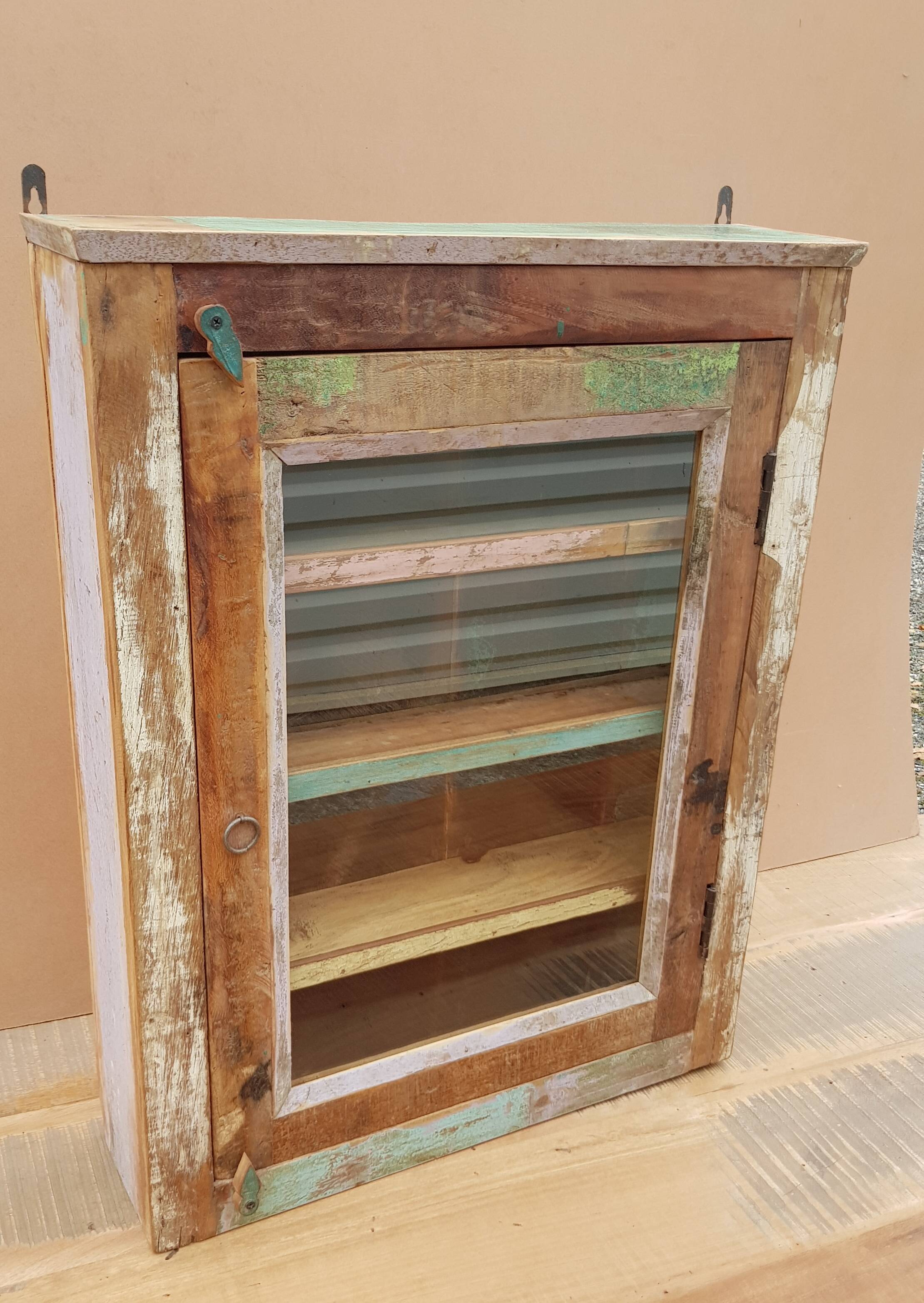 Polychrome teak display case