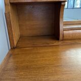 Wooden console table / vintage folding desk with mirror and small drawer
