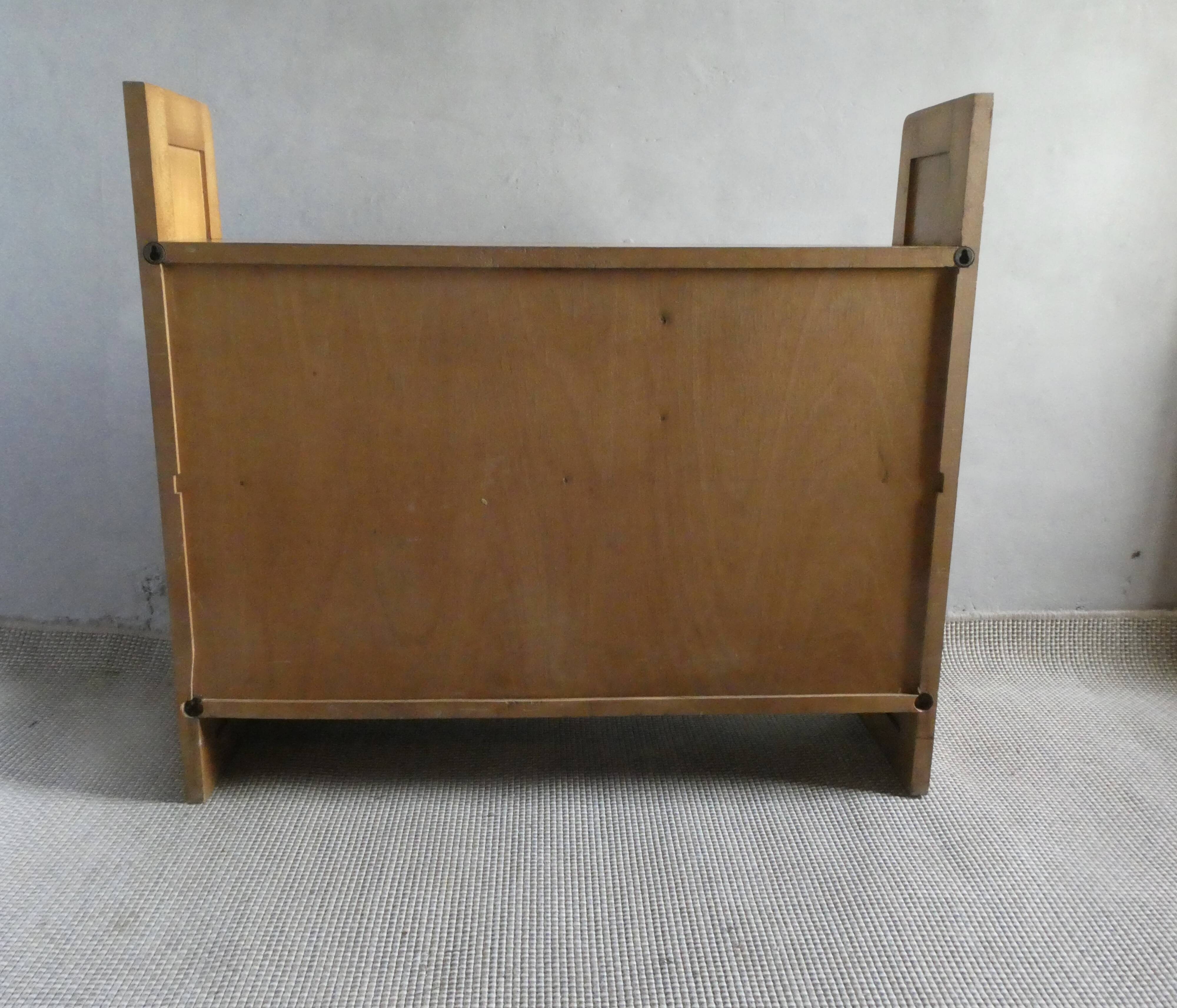 Light wood wall-mounted secretary from the 60s
