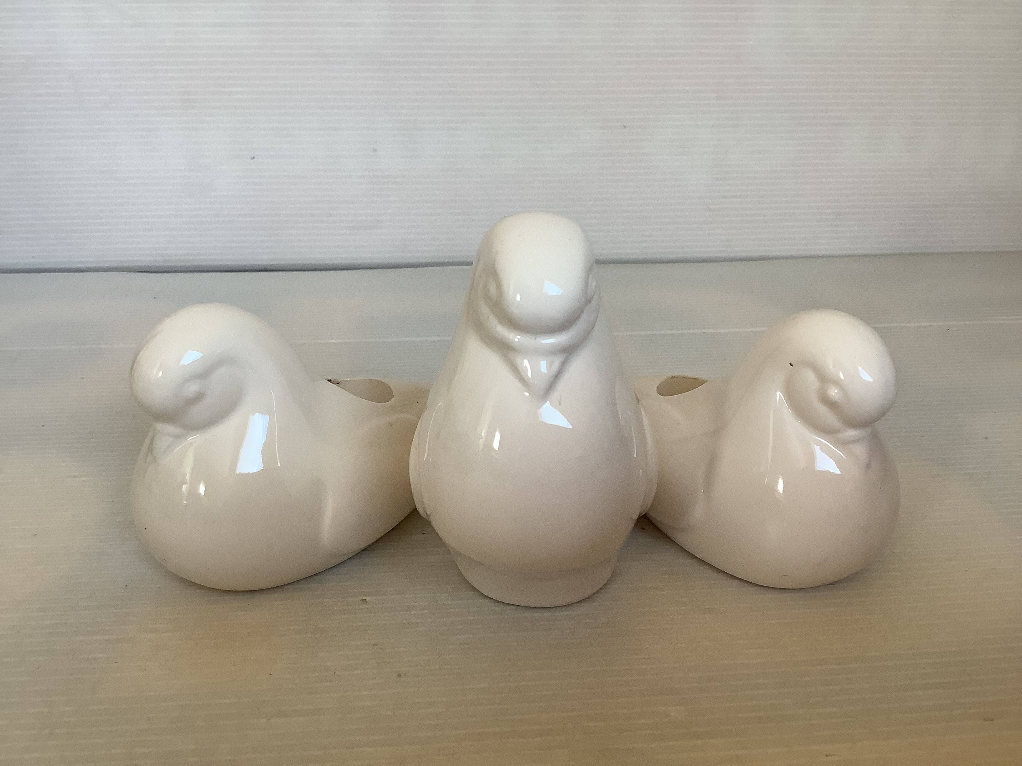 Trio de bougeoirs colombes oiseaux