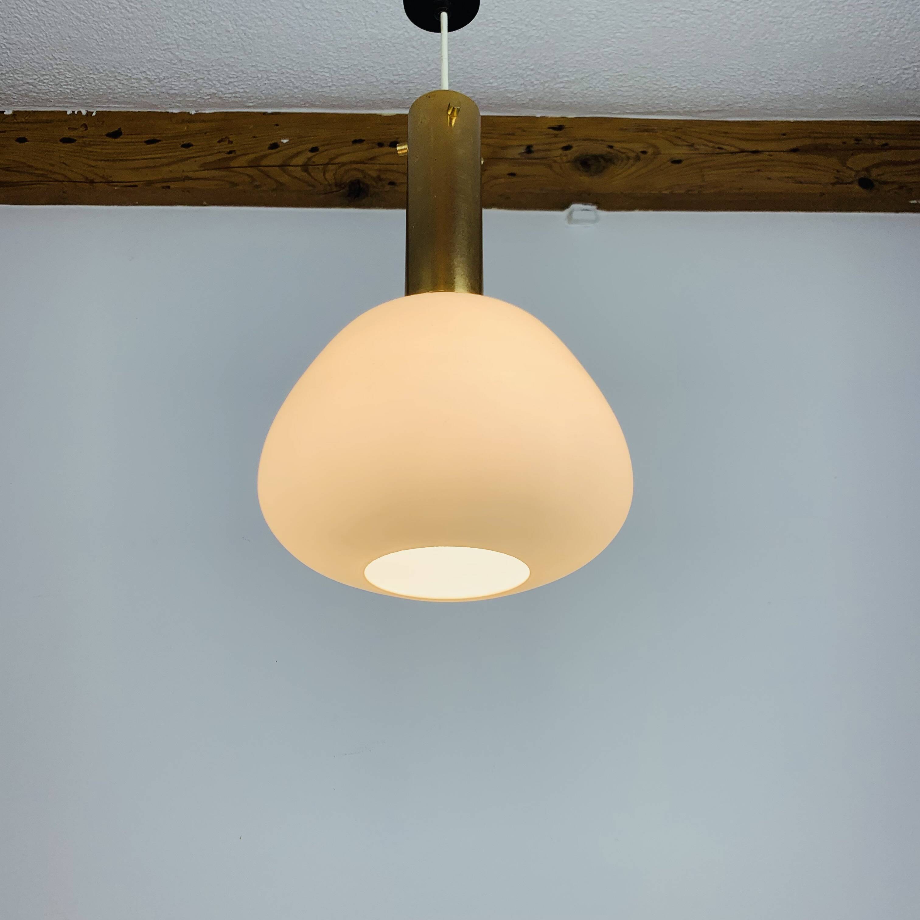 Scandinavian opaline brass suspension from the 1960s.