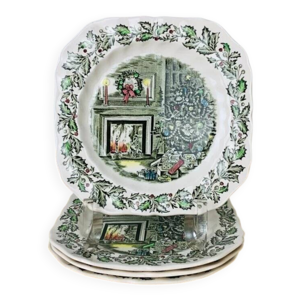 4 assiettes à dessert et tasses Merry Christmas Johnson Bros