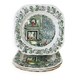 4 dessert plates and cups Merry Christmas Johnson Bros