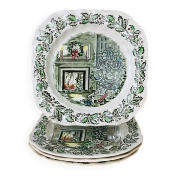 4 dessert plates and cups Merry Christmas Johnson Bros
