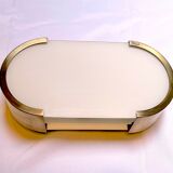 Perzel Ceiling lamp or wall lamp, signed, mid-twentieth century, opaline brass, France