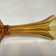 Old flower-shaped vase, moulded yellow glass, Art Deco.