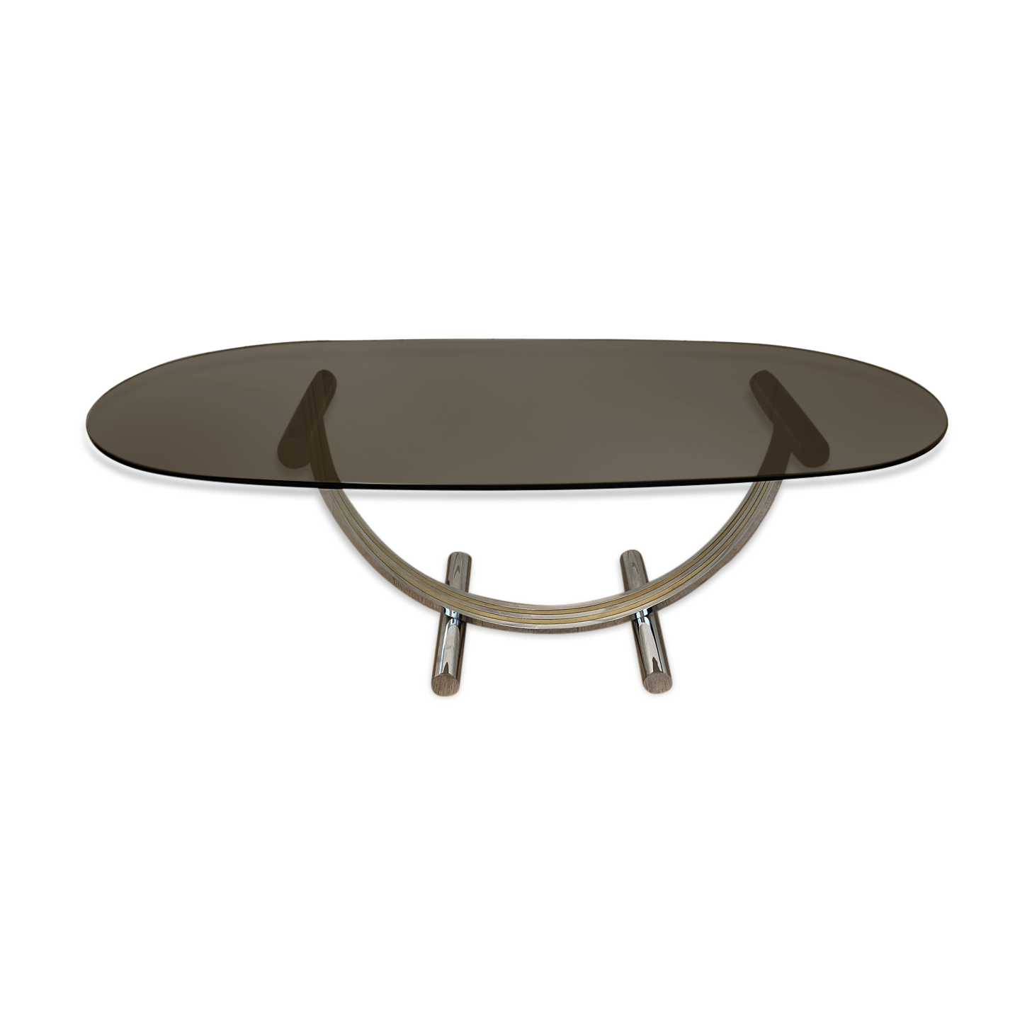 Table basse chrome et laiton Italie 1970