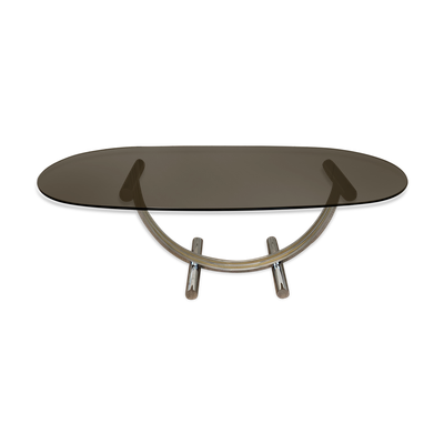 Table basse chrome et laiton Italie 1970
