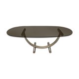 Table basse chrome et laiton Italie 1970