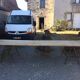 Oak table on metal trestles