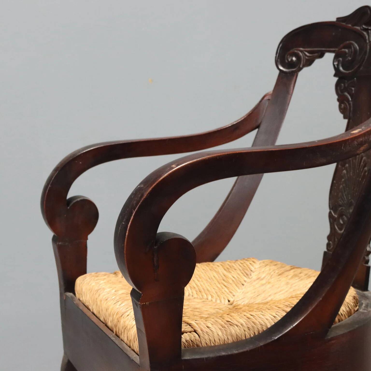 Restoration style walnut armchair from the 19th century