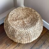 Pouf, low stool in woven rattan wicker