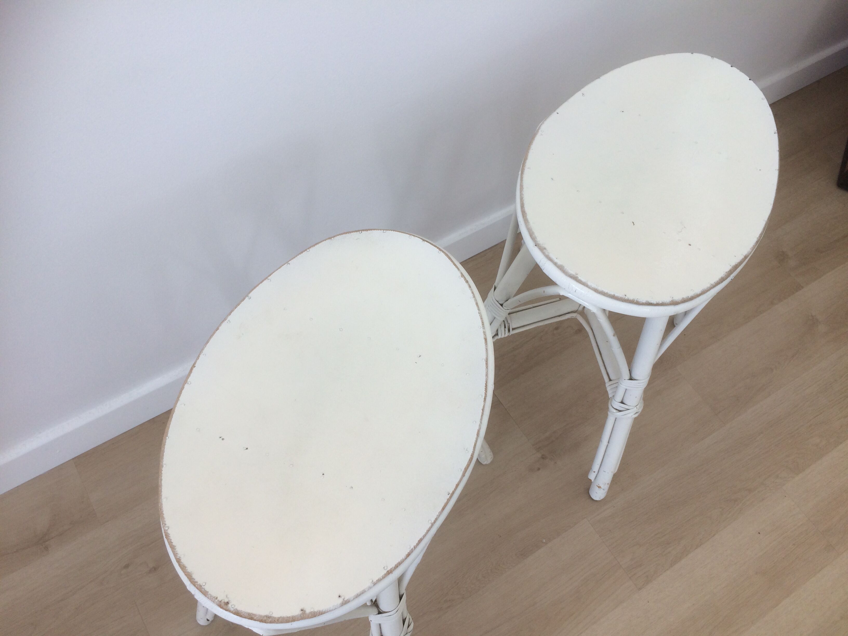 Pair of vintage rattan stools