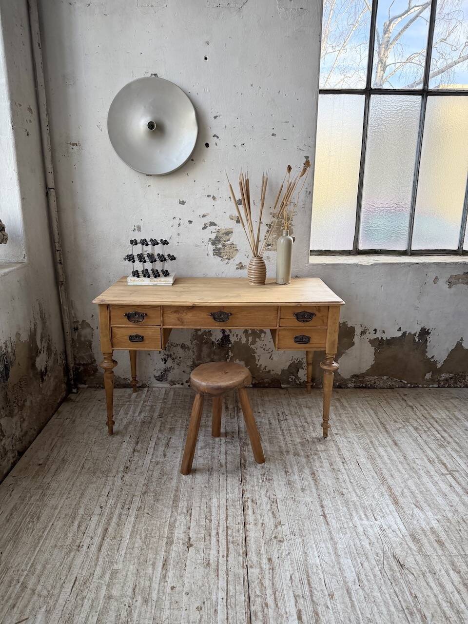 Blonde walnut desk and pine top 1900