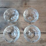 4 small old glass cups