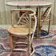 Bamboo and rattan living room set, 1 table and 2 chairs - 70s