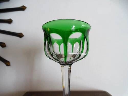 BACCARAT "Malmaison" Glass wine rhinestone double green antique - 19 cm