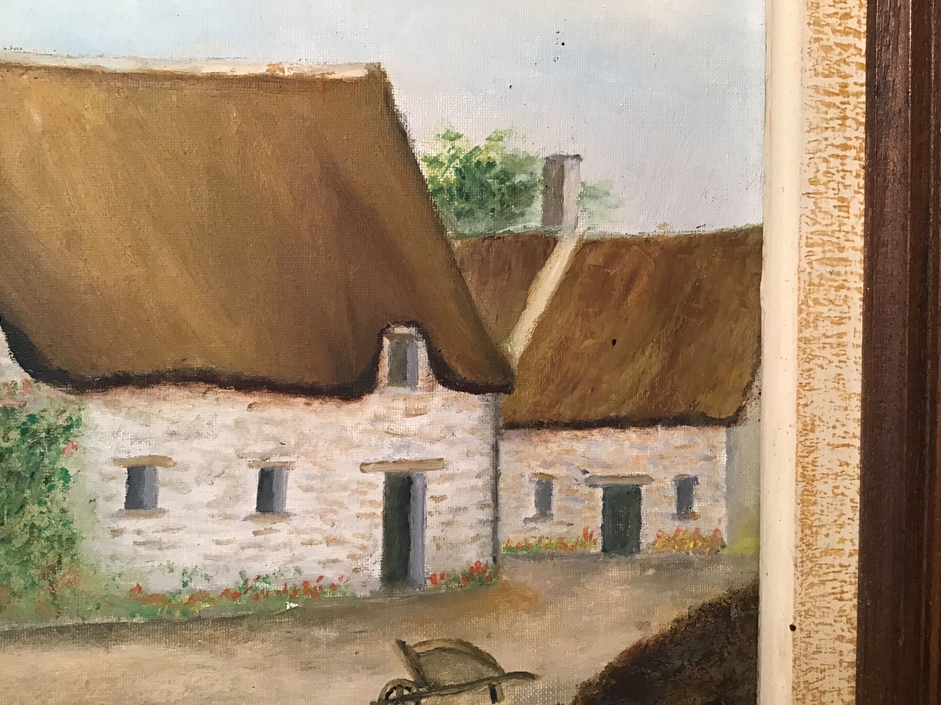 Old painting, farmhouse landscape signed Louis Dubois and dated 83