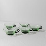 5 Vintage Murano Glass Drinking Glasses in Green and Black Uranium Glass – 1940s Italian Retro Tea & Cocktail Glasses