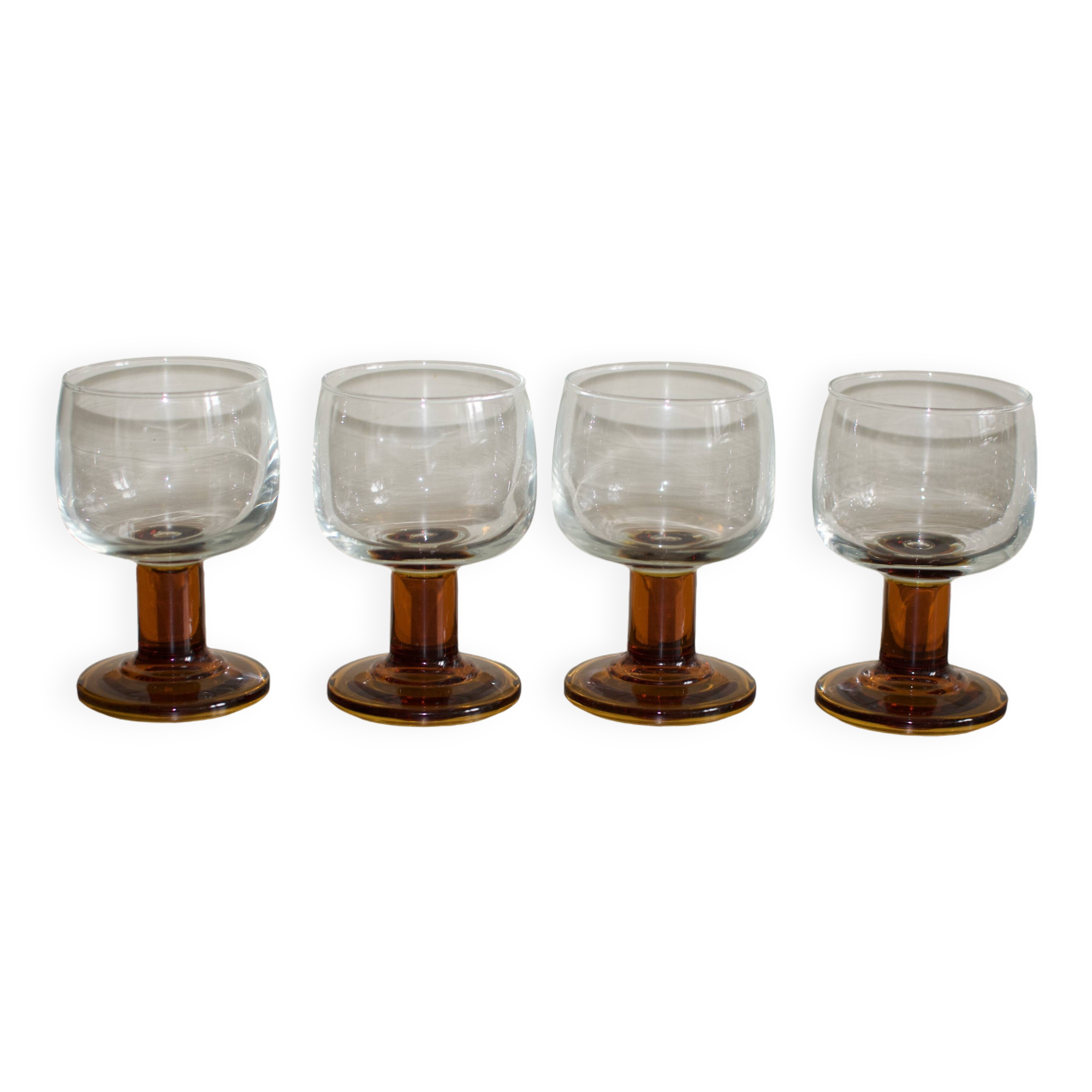 Vintage 70s glasses with amber block feet