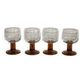 Verres vintage années 70 à pieds bloc ambré