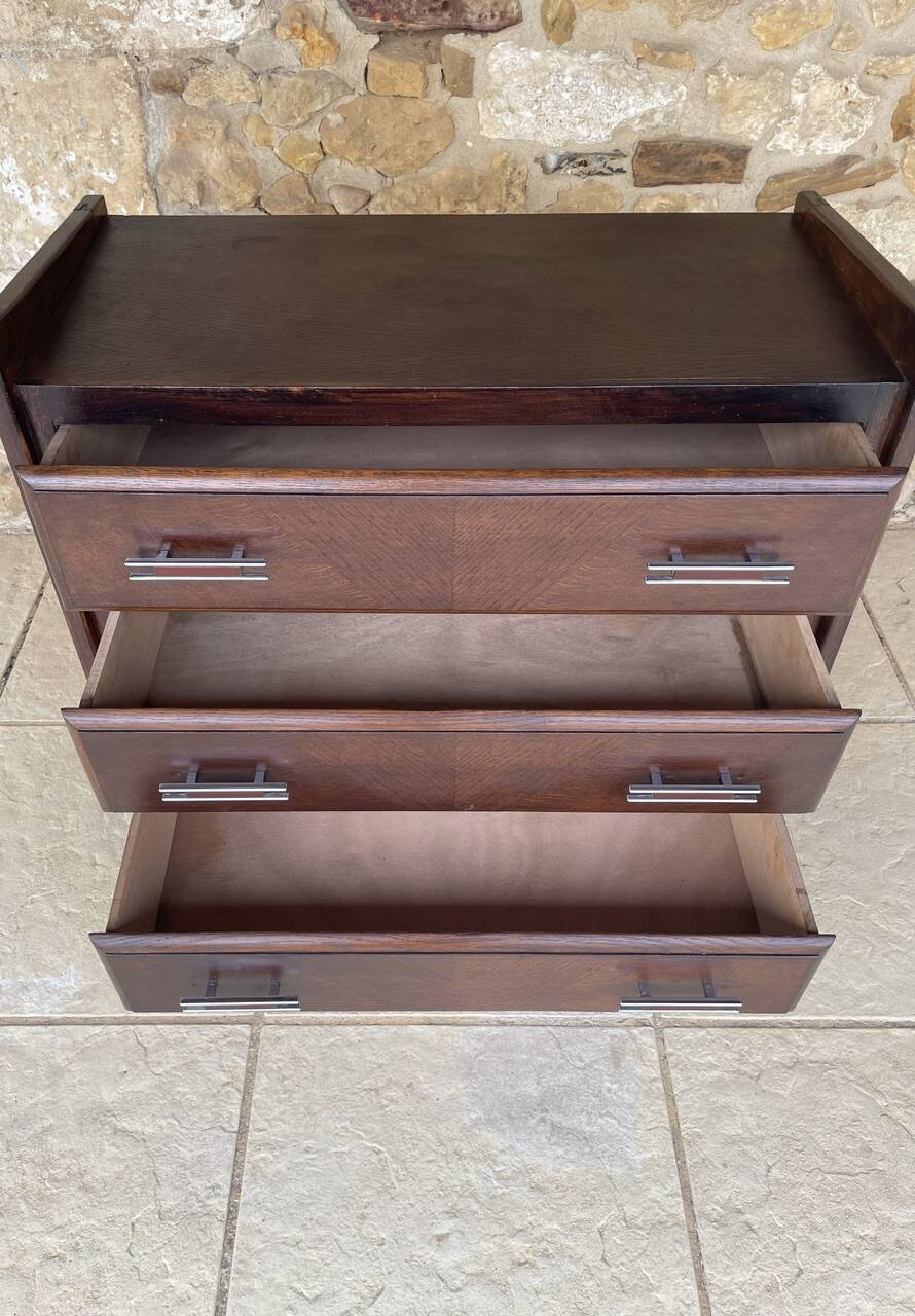 Commode de style Art Deco en noyer, circa 1950