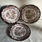 Set of 3 Antique Sarreguemines Dessert Plates: Hand-Painted Floral Ceramic