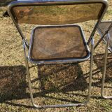 Lot 5 folding chairs in brown plexiglass 70s