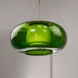 Mid-Century Italian Green Glass & Brass Pendant Lamp, 60s