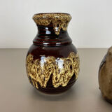Set of 3 multi-color fat lava op art pottery vase made bay ceramics, germany