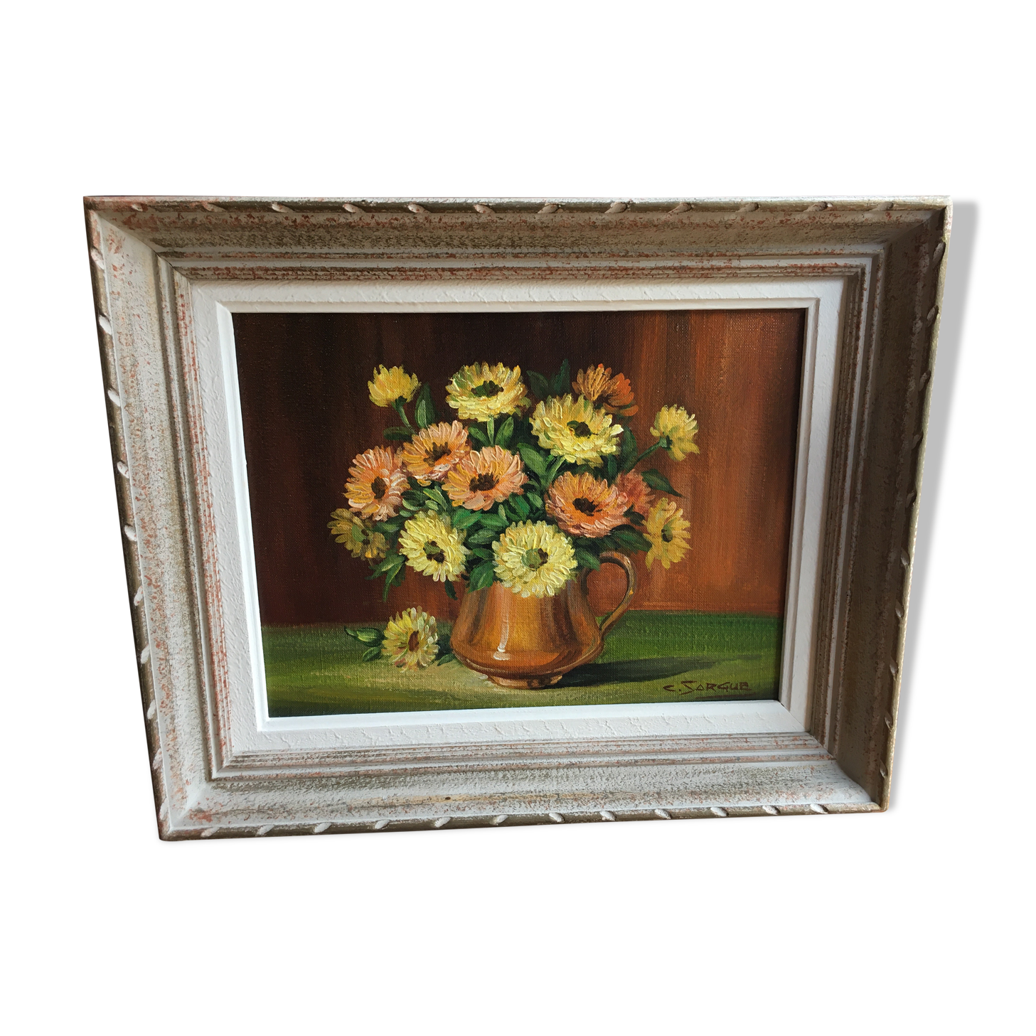 Painting bouquet of flowers by C Sargue
