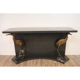 Vintage lacquered wooden console decorated with brass herons 1970