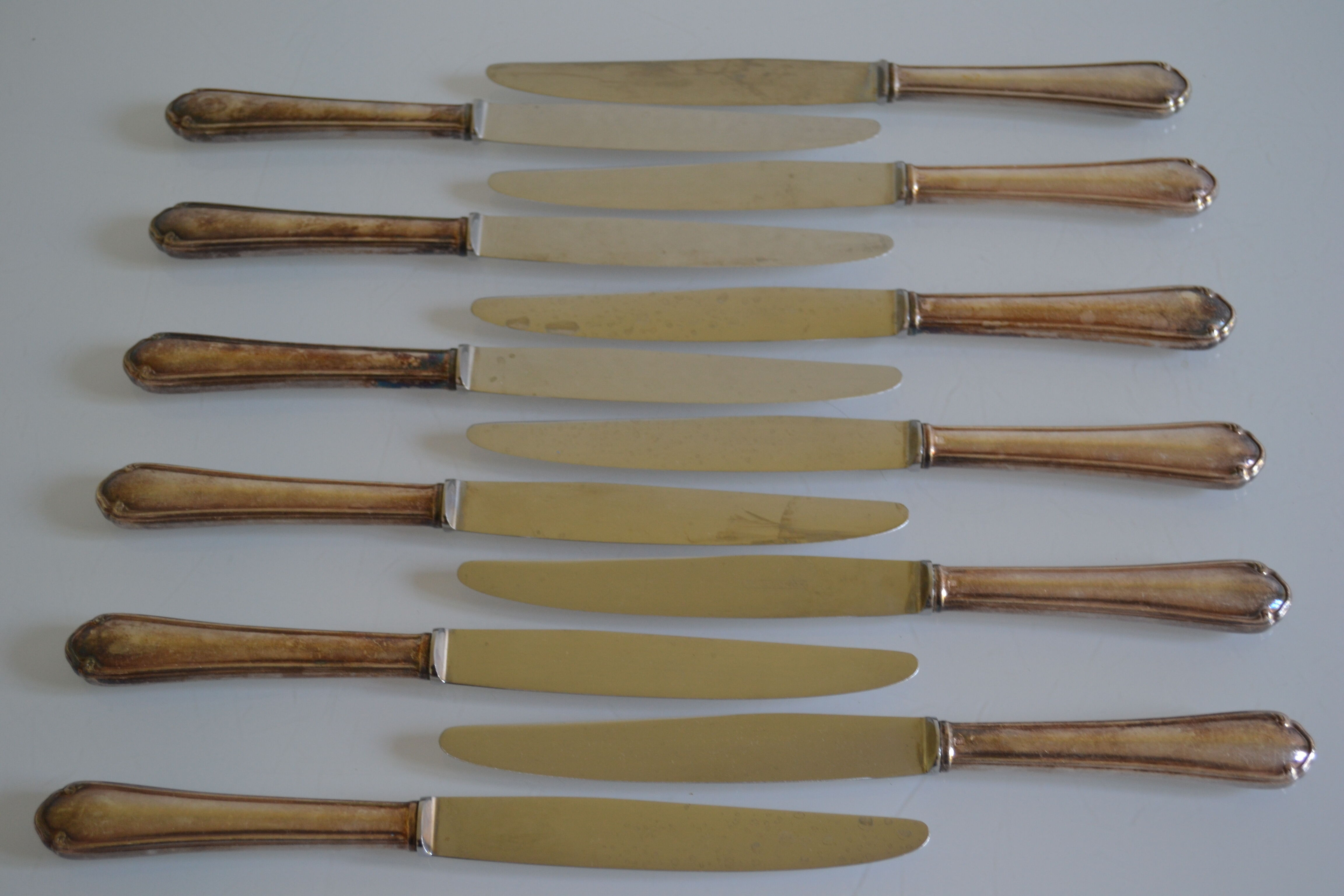 12 metal silver table knives 25 cm