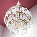 Lustre en bronze doré et pampilles