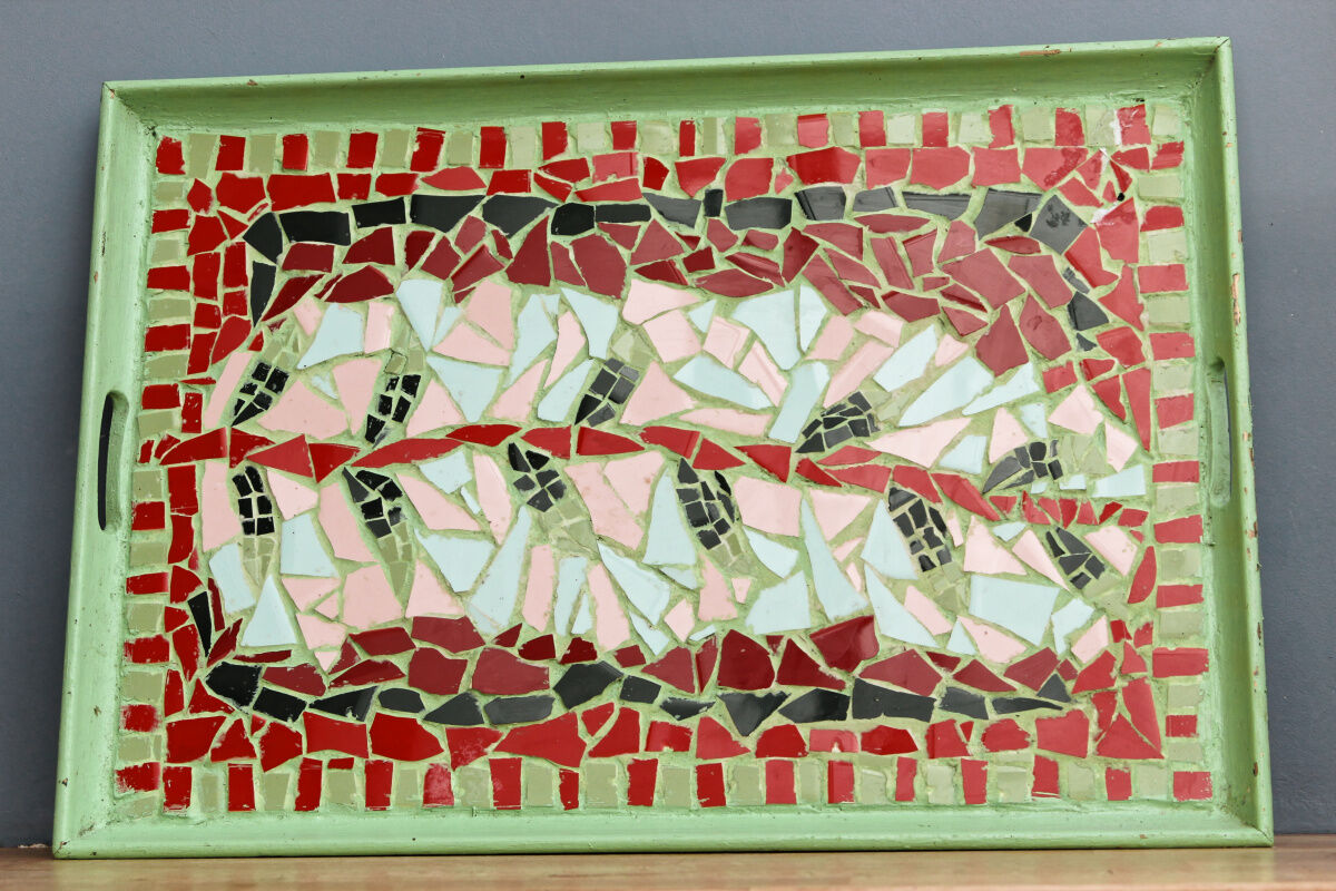 Wooden top and vintage mosaic