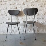 Pair of vintage chairs in metal and grey