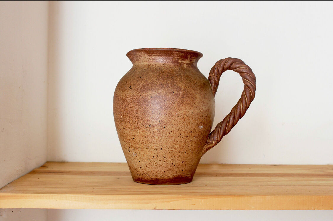 Pitcher, Vintage ceramic vase, stoneware, Braided Cove / Vallauris/ Made in France