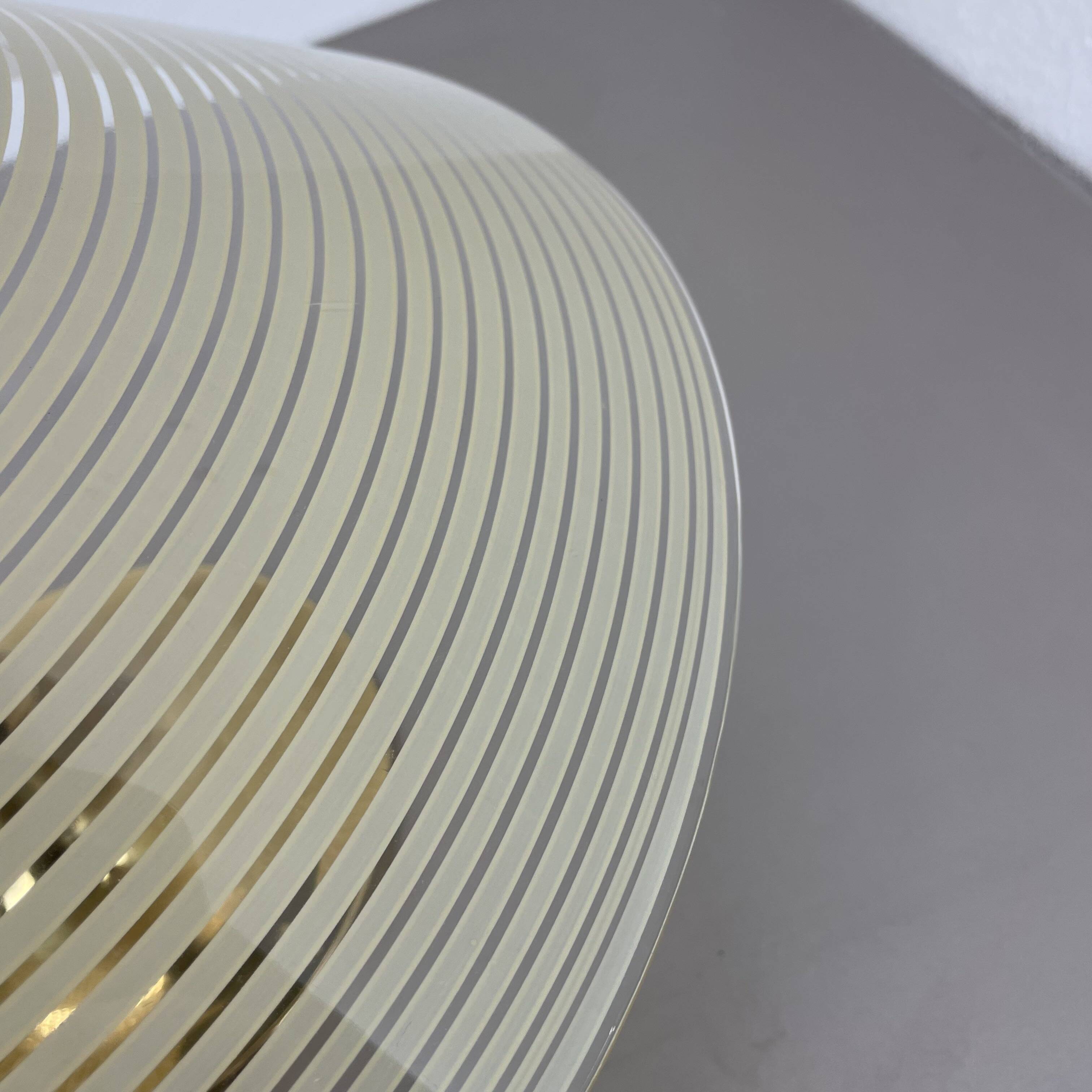 Modernist brass and glass Ceiling Flushmount Light, Italy 1950s