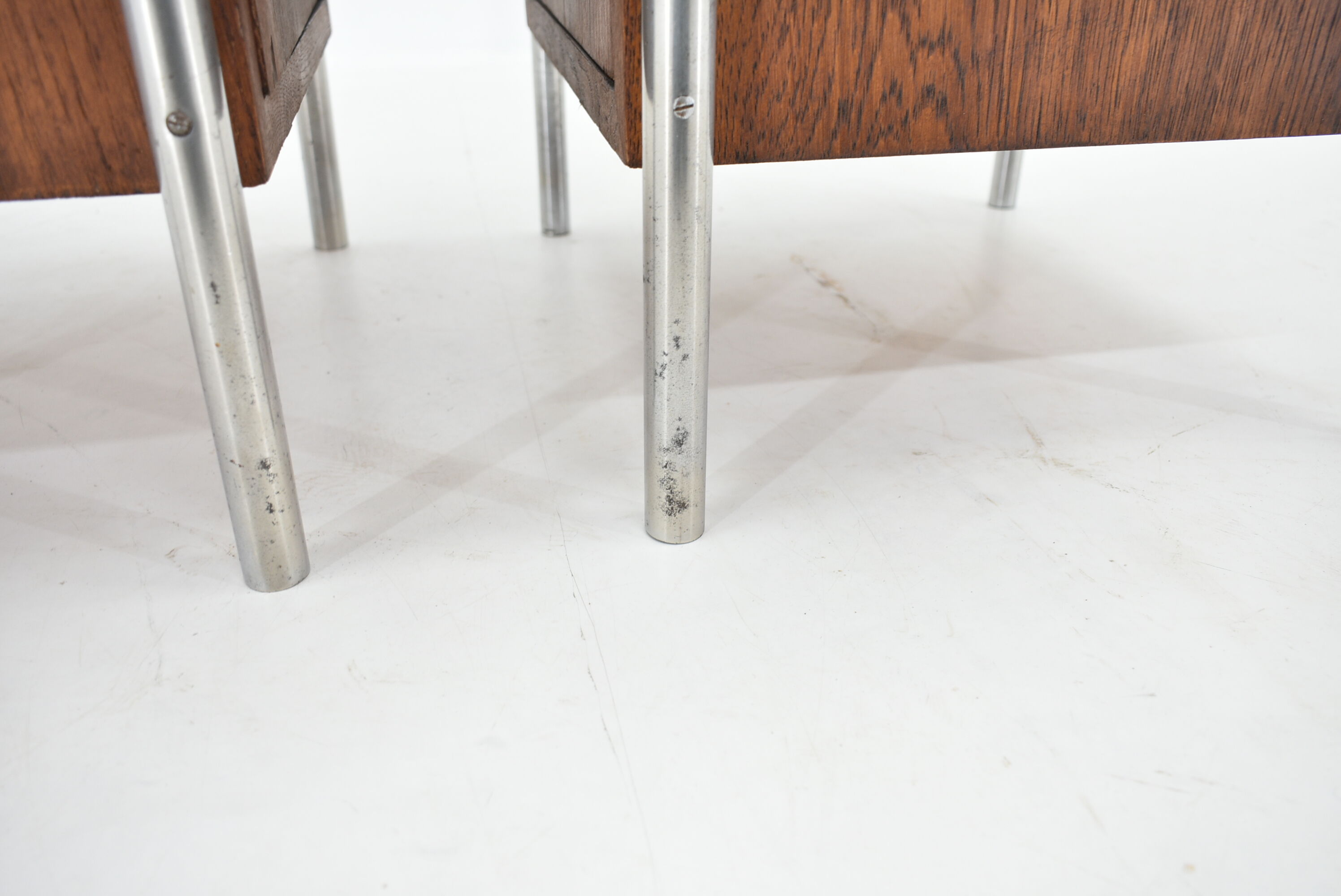 1940s Pair of Bauhaus Bedside Tables, Czechoslovakia