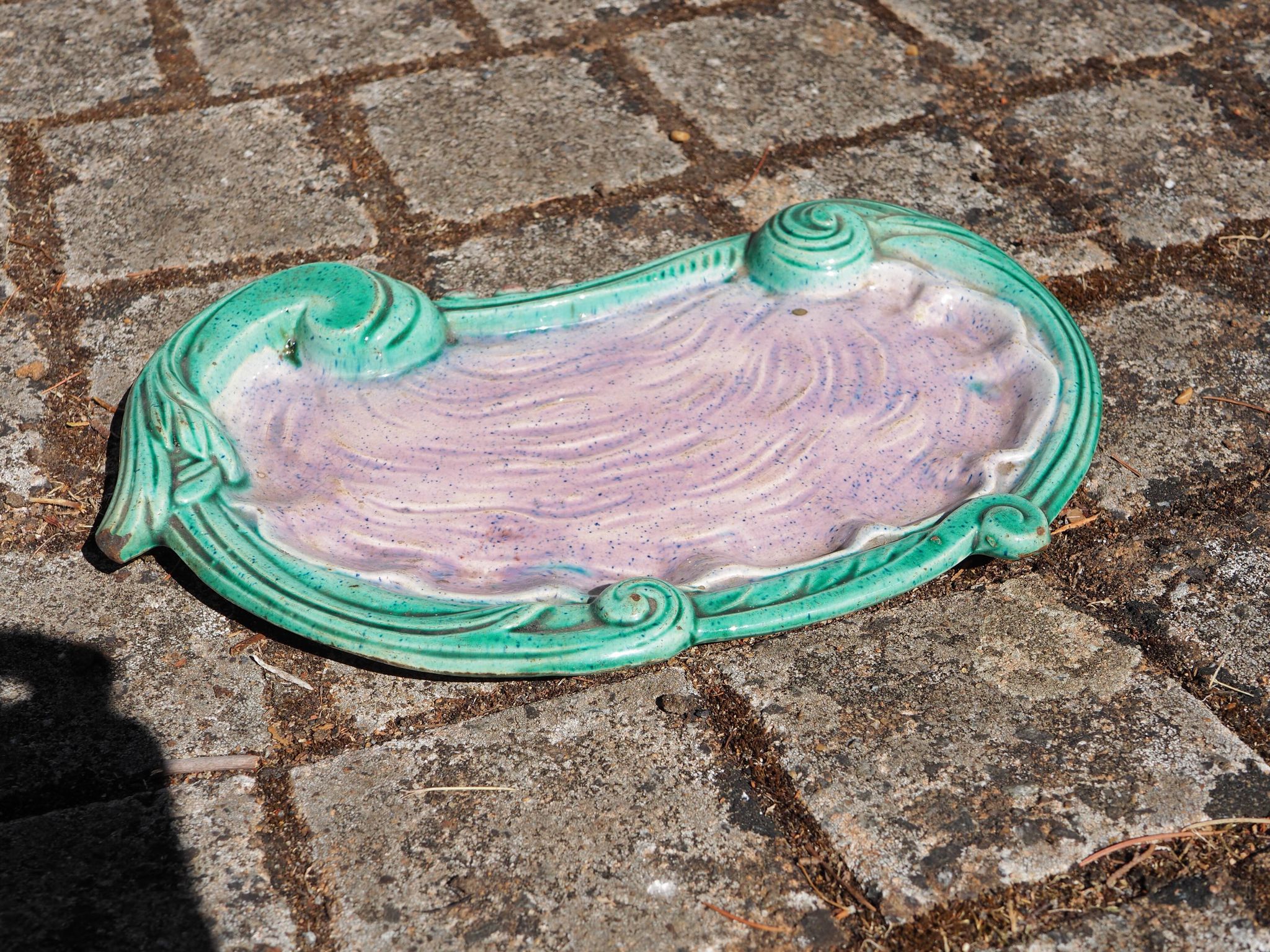 Turquoise and purple tray evoking an oyster - Art Nouveau - late 19th