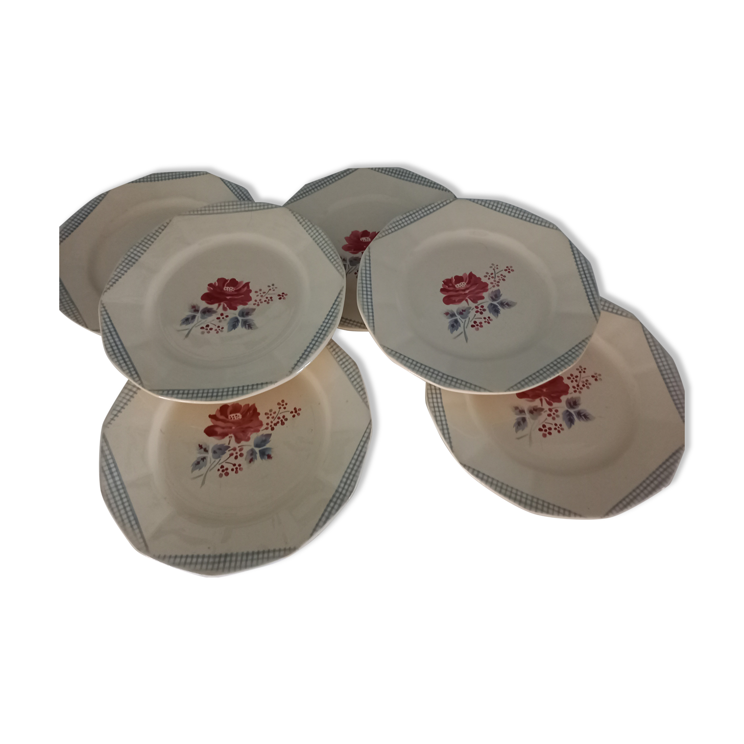 Lot of 6 flat plates Digoin Sarreguemines