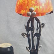 Magnificent lamp from 1920, 40 forged iron, 36x15, glass dome.
