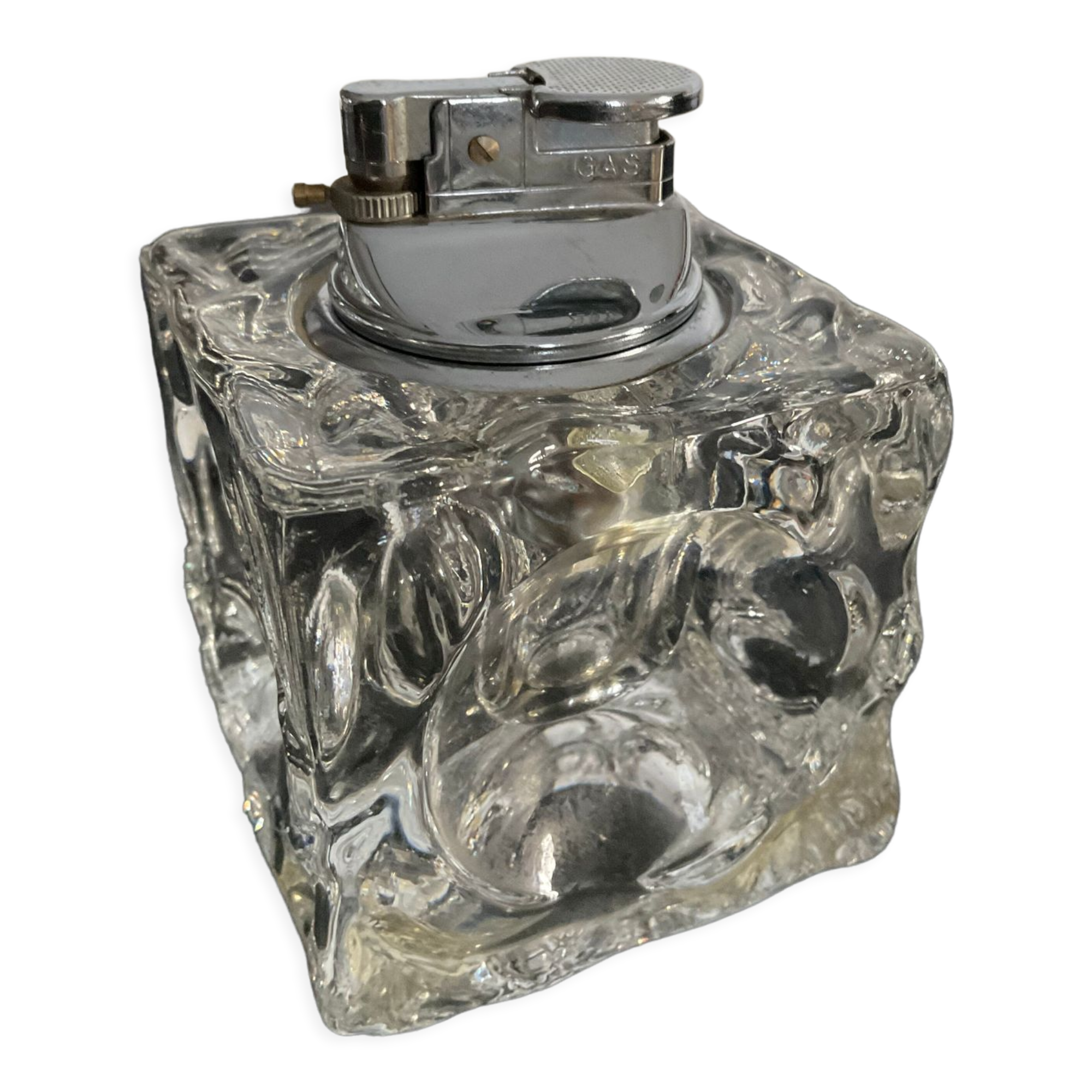 Vintage lighter from the 70s in molded glass