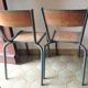 Pair of chairs school workshop wood and metal tubular