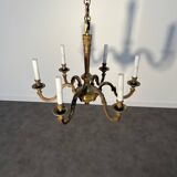 Important six-light chandelier in chiselled gilded bronze, Empire, 19th century