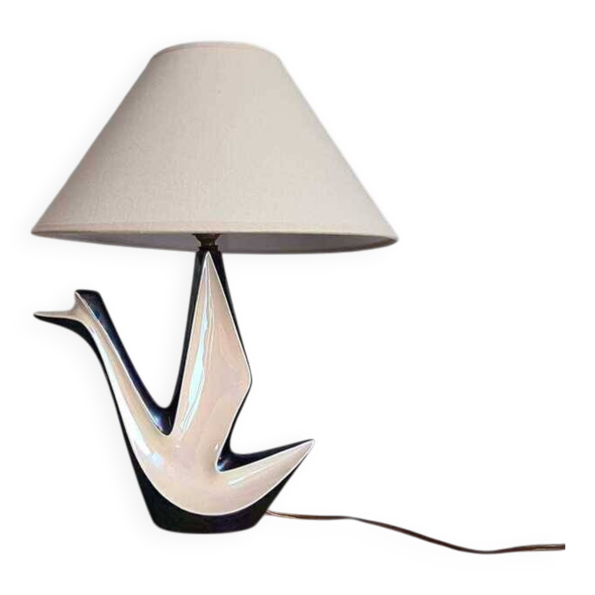 Vintage ceramic table lamp – mid-century sculptural lamp – modern Art Deco lighting – designer style statement lamp – French design